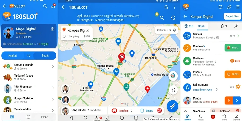 Antarmuka utama 180SLOT yang menampilkan kompas digital dan fitur navigasi.