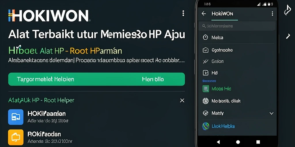 Antarmuka HOKIWON yang intuitif dan fungsional untuk rooting.