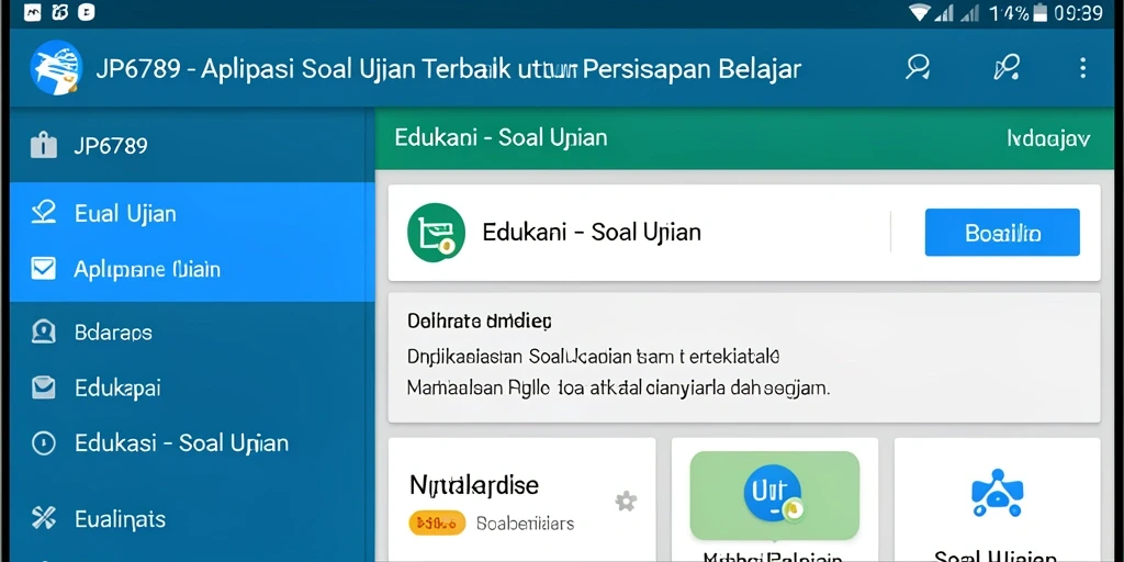 Antarmuka pengguna aplikasi Soal Ujian JP6789 yang menarik dan mudah digunakan.
