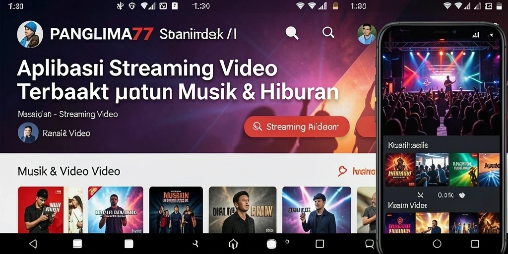 Antarmuka aplikasi PANGLIMA77 untuk streaming video yang menarik dan mudah digunakan.