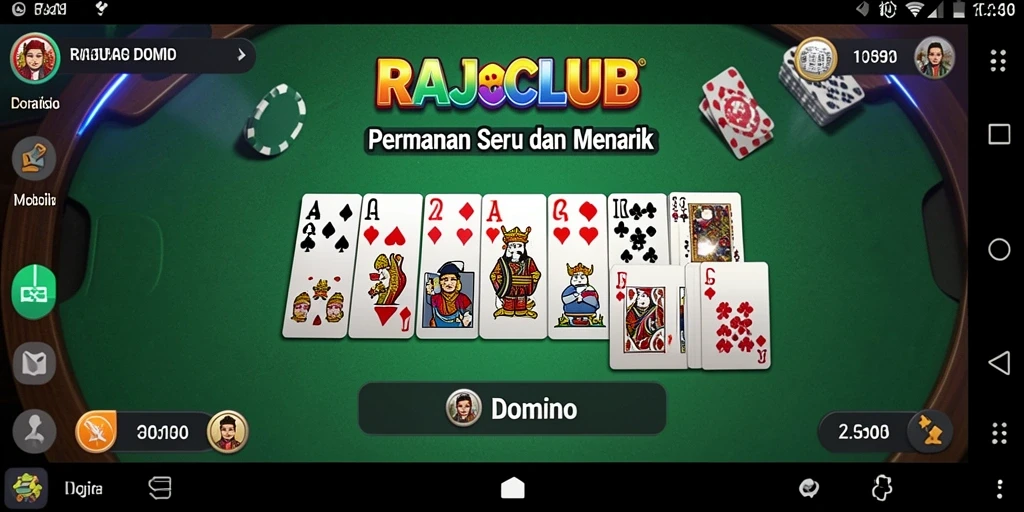 Tampilan antarmuka RAJACLUB yang menarik untuk permainan Domino.