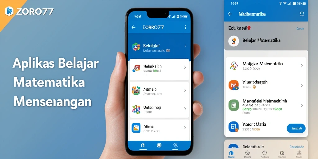 Tampilan antarmuka interaktif aplikasi ZORO77 untuk belajar matematika.